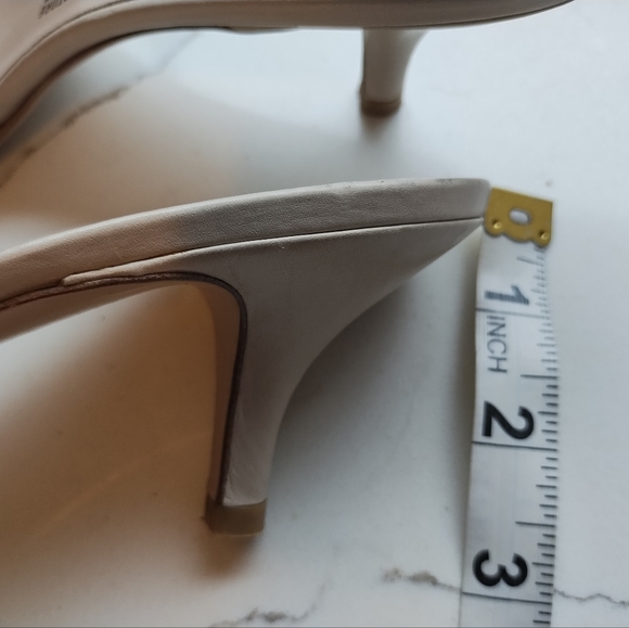 X SOLD X On Another Platform.  Salvatore Ferragamo Kitten Heel Sandals Cream - Picture 7 of 11